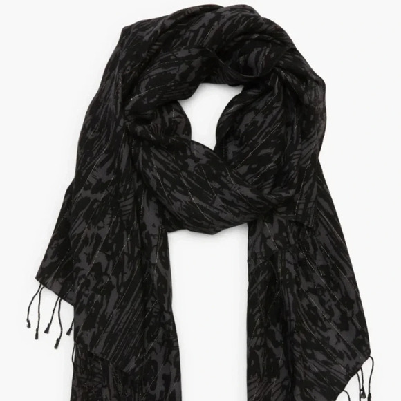 Rebecca Minkoff Black Abstract Brushstrokes Scarf - Picture 1 of 3
